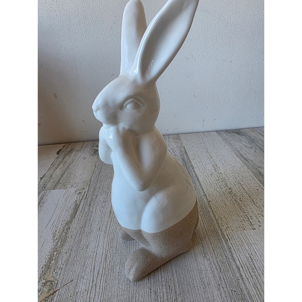 Ceramic sand Easter Bunny statue spring bunny decor beach themed nautical